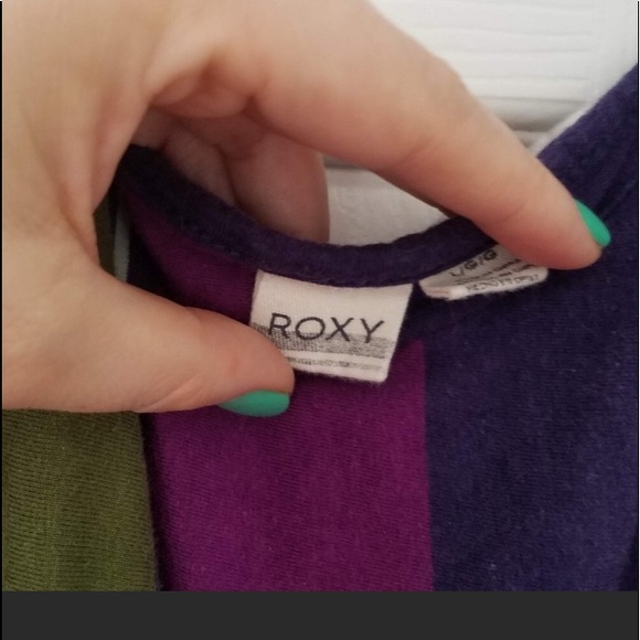 Roxy Striped Dress Purple, Blue, Green w/ Pockets - Picture 4 of 4